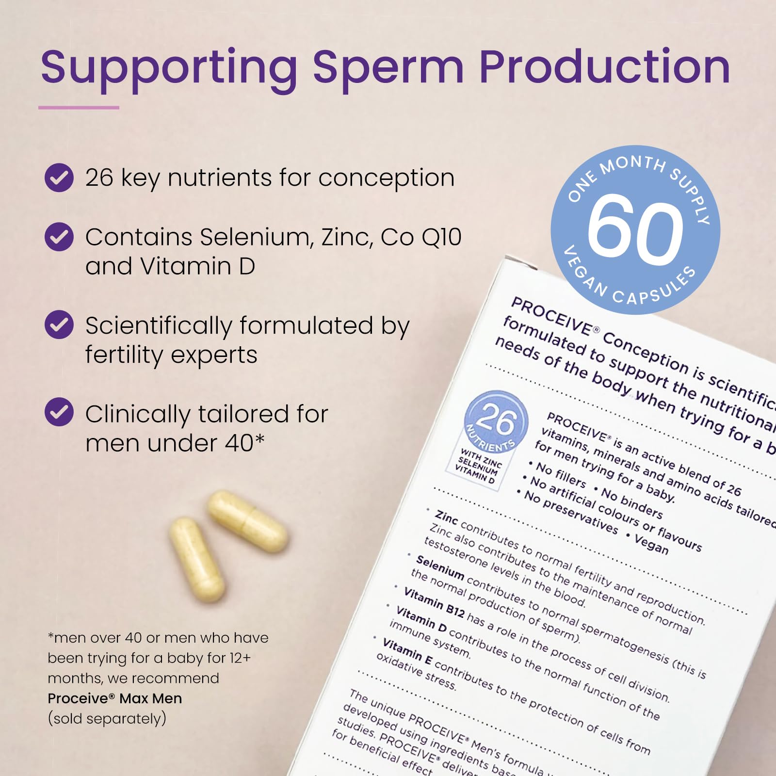 Proceive® Men Fertility Supplement for Conception - Vitamins & Minerals for Men Trying