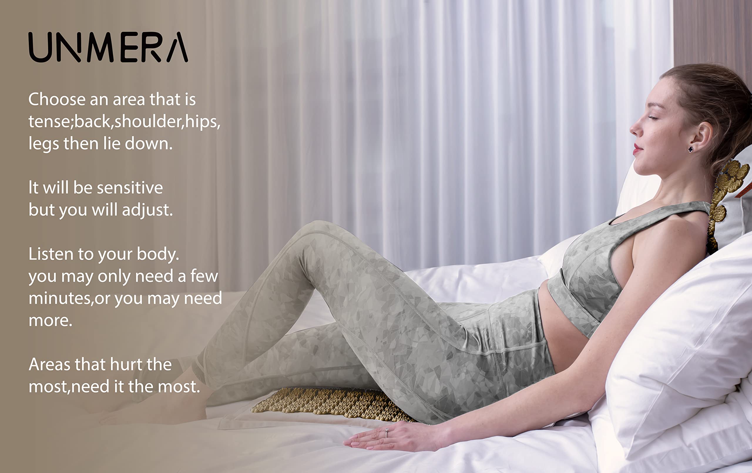 UNMERA Acupressure Mat and Pillow Set,Natural Premium Linen & Coconut Fiber Filling UNMERA