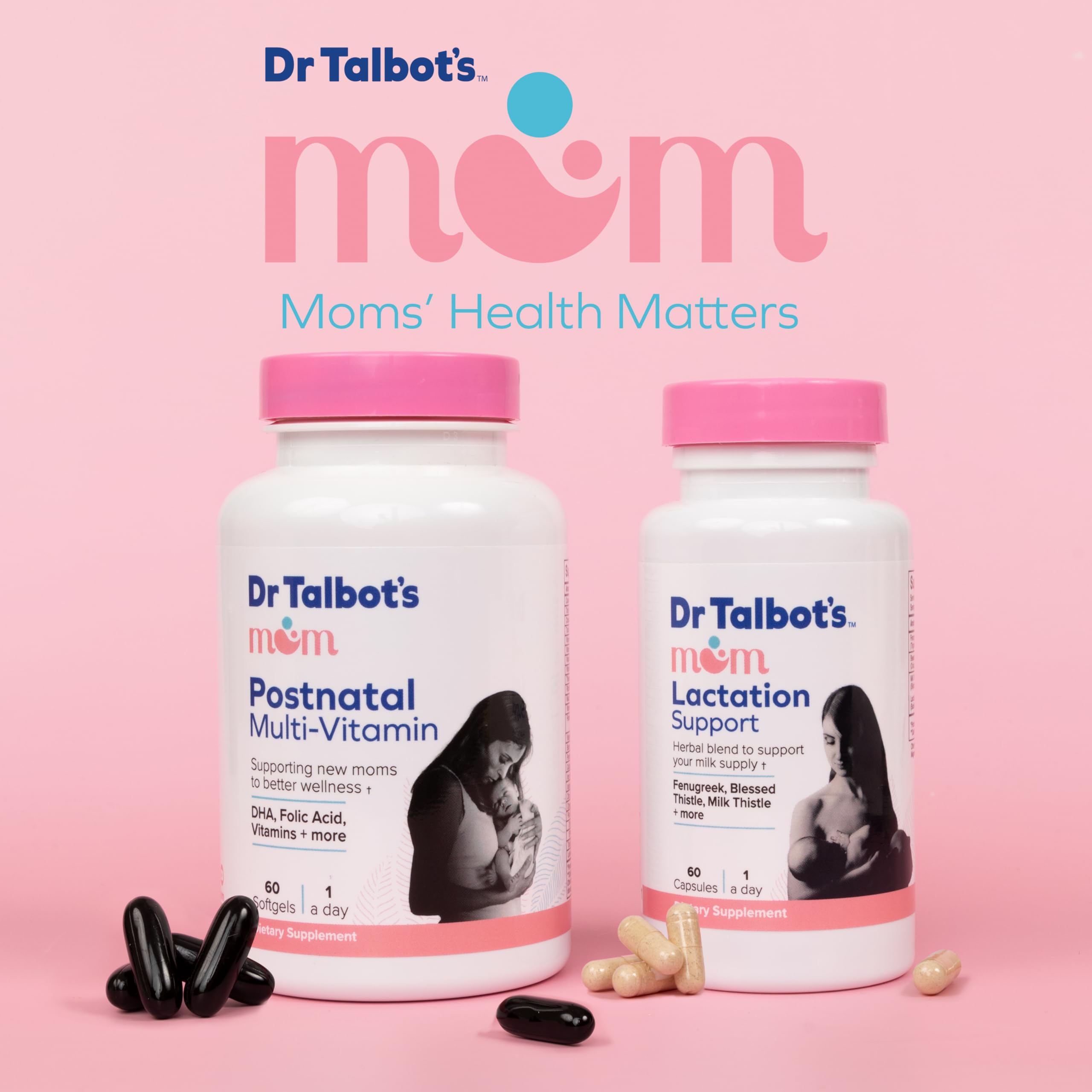 Dr. Talbot's Mom Postnatal Multi-Vitamin, DHA, Folic Acid, Vitamins and More Supporting Dr. Talbot's