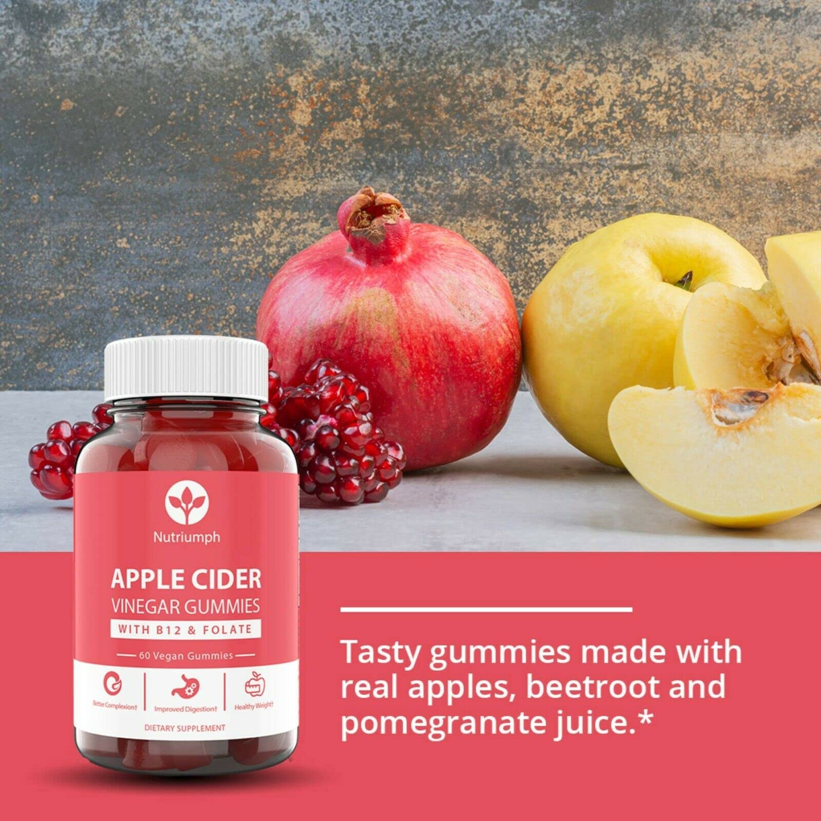 Nutriumph Apple Cider Vinegar Gummies with The Mother Vegan – Weight Loss, Detox Nutriumph