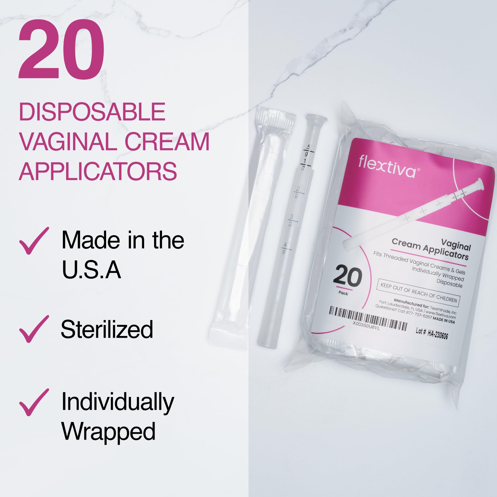 Flextiva Disposable Plastic Vaginal Cream Applicators - Threaded End to Fit OTC Gel or Cream Products Flextiva