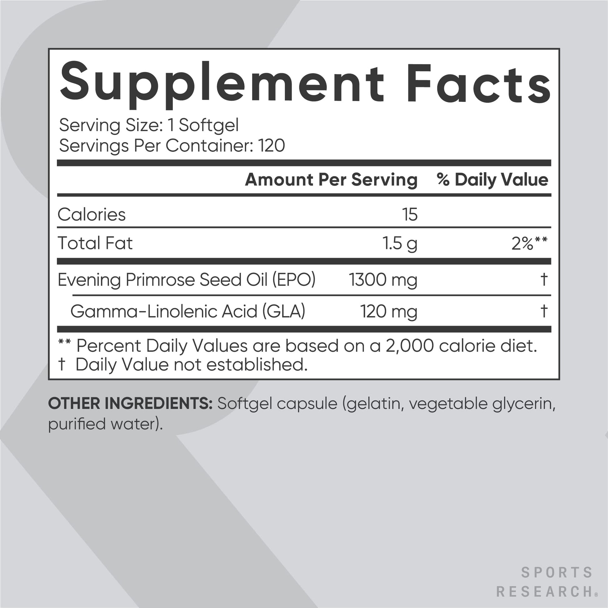 Sports Research Evening Primrose Supplement from Cold Pressed Oil Sports Research