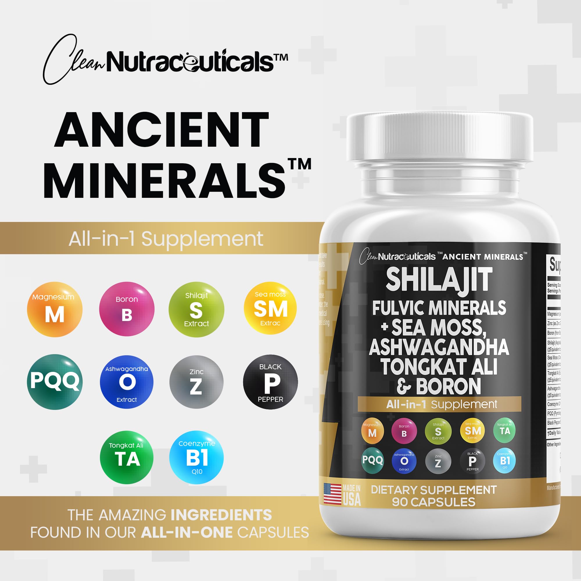 Pure Shilajit Supplement 10,000mg Himalayan w Sea Moss 6000mg