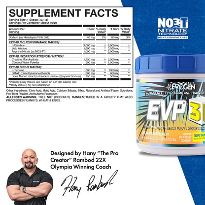 Evogen EVP-3D | Extreme Pre-Workout Pump Ignitor, Arginine Nitrate, Citrulline, Beta