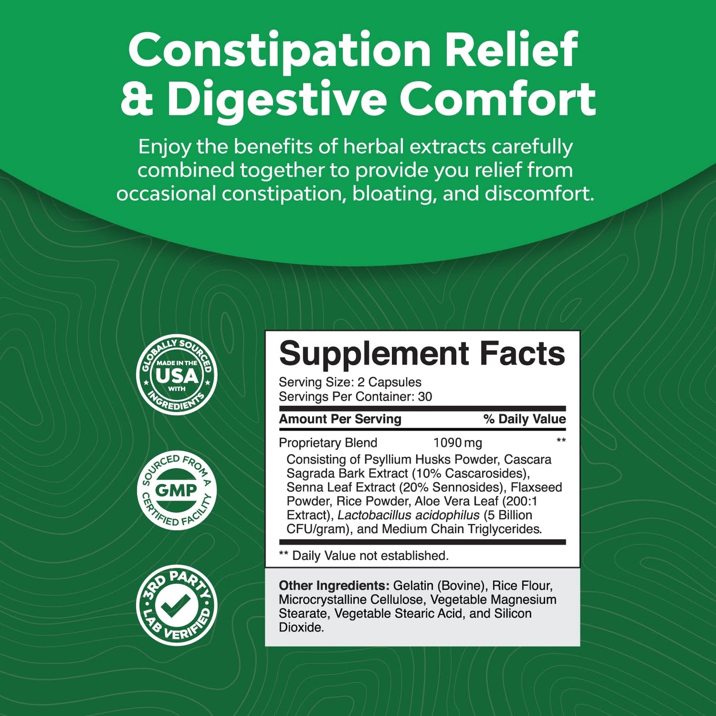 Herbal Laxative Capsules with Probiotics – Natural Laxative Pills to Cleanse Colon and Support