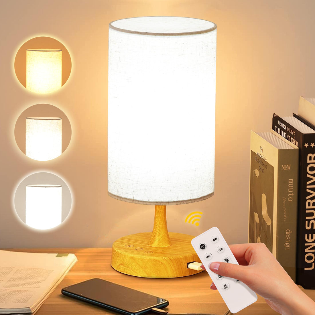 Caromolly Light Therapy Lamp, Sunlight Lamp 10000 Lux with Remote Control, 3 Color Temperature