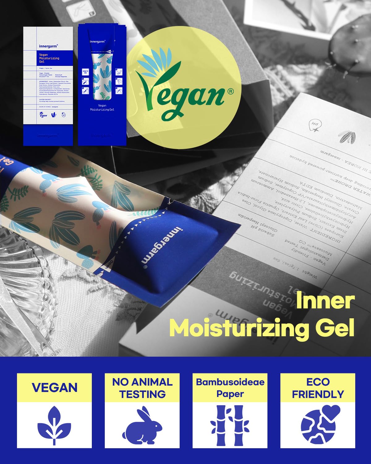 wettrust Innergarm Vegan Moisturizing Gel - pH Balanced Intimate Care for Women, Natural Ingredients, 6 Count wettrust