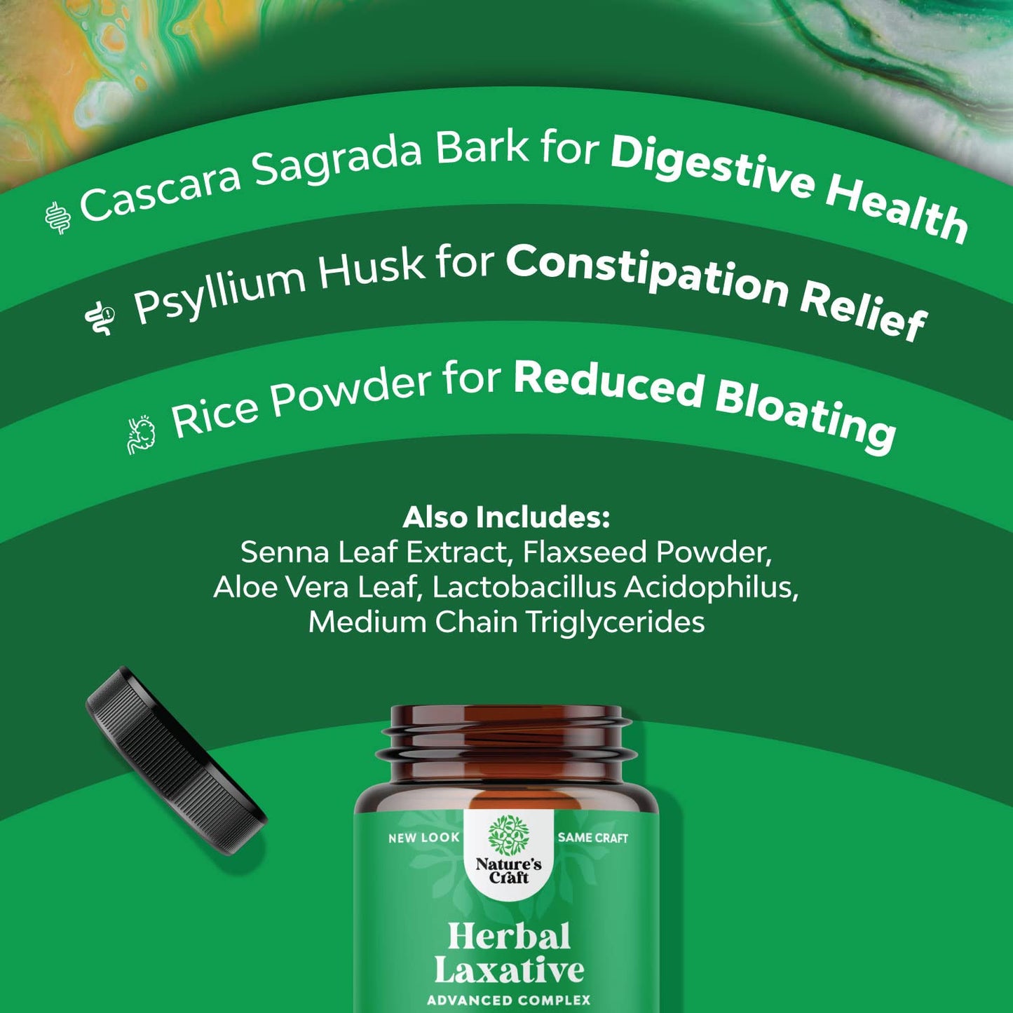Herbal Laxative Capsules with Probiotics – Natural Laxative Pills to Cleanse Colon and Support