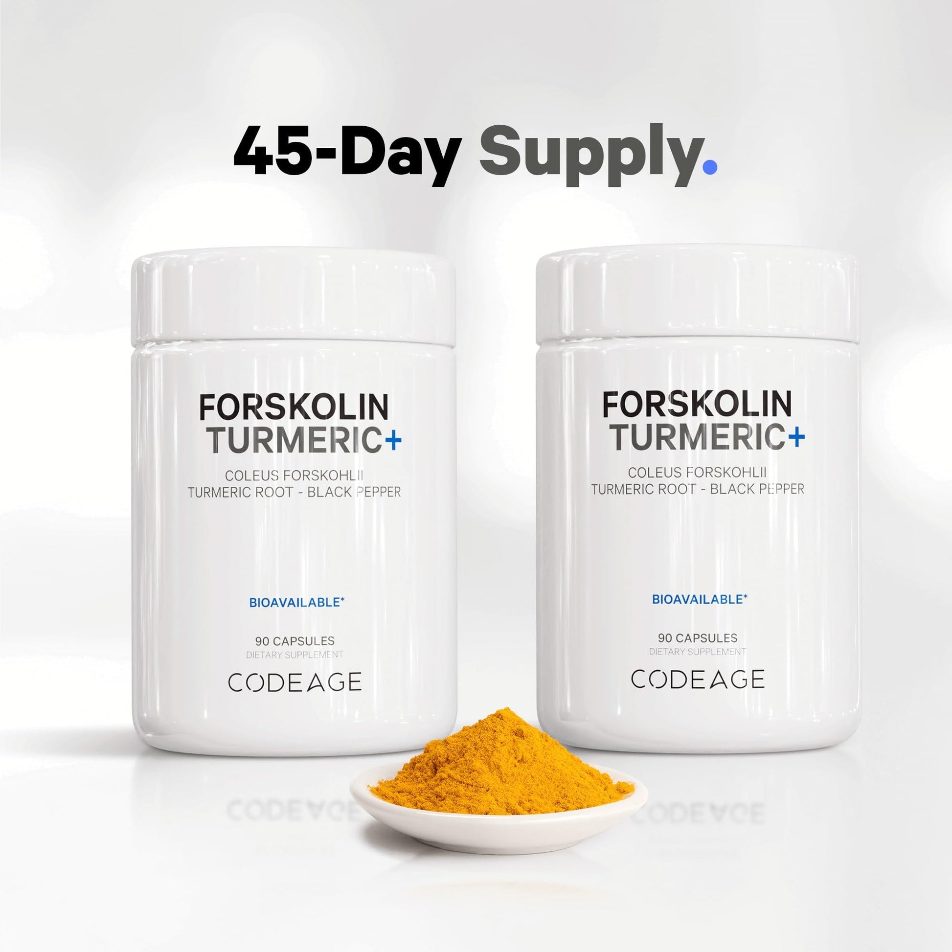 Codeage Forskolin, Pure Forskolin Coleus + Organic Turmeric Root Powder, 95% Curcumins Codeage