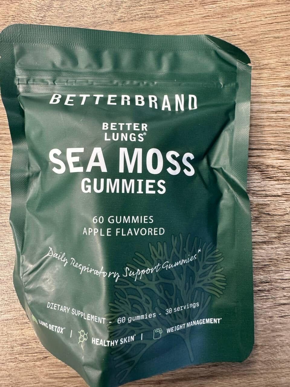 Betterbrand BetterLungs Pear Flavored Sea Moss Gummies - 1600mg Bladderwrack Betterbrand