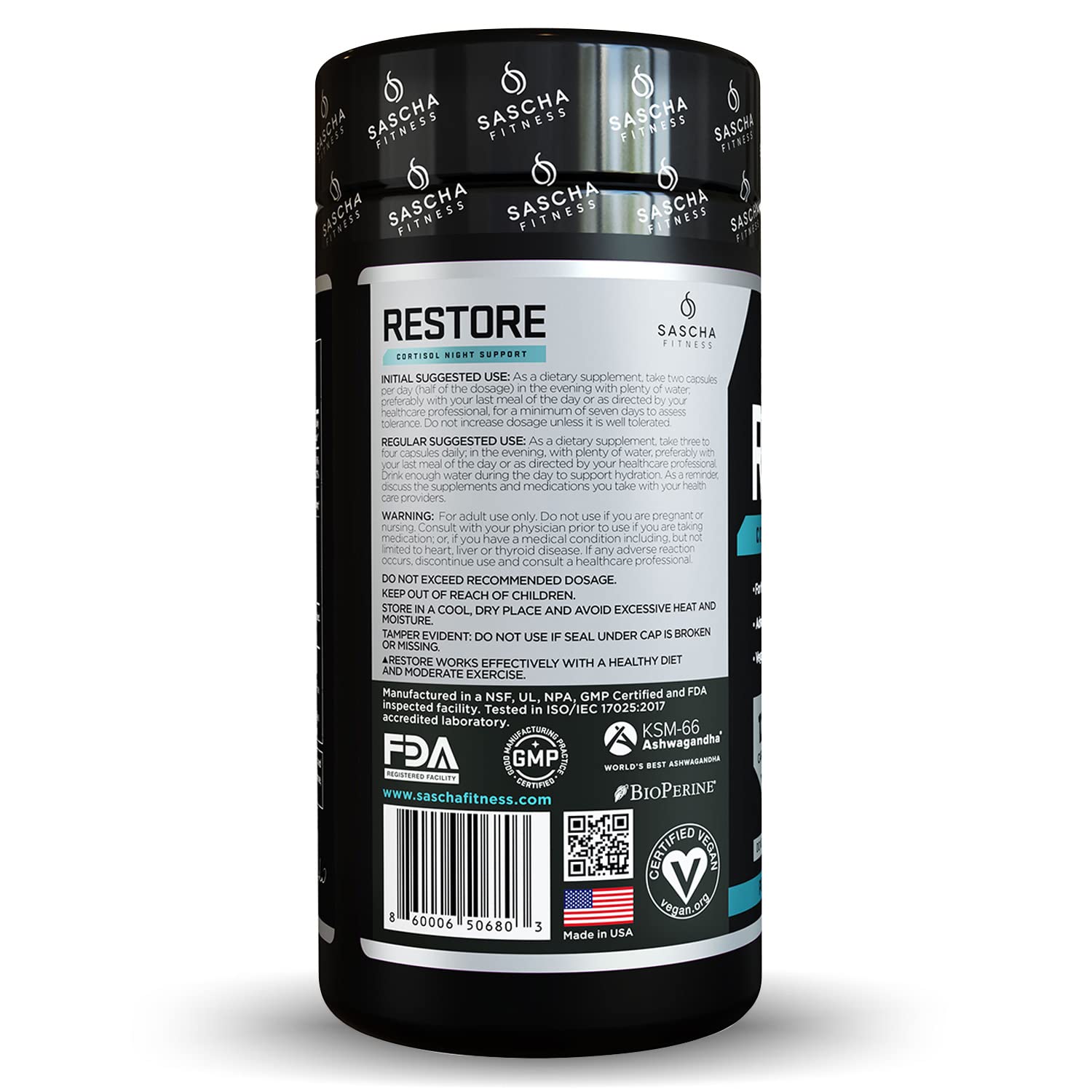 SASCHA FITNESS Cortisol Night Support Pills For Metabolism, Hormonal Support, Inmune System SASCHA FITNESS