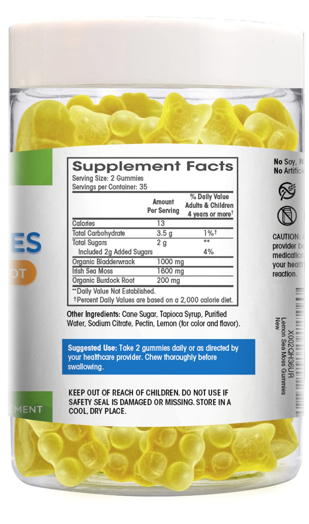 Sea Moss Gummies Plus Organic Bladderwrack and Burdock Root. Tasty Alternative to Sea Flamingo Supplements