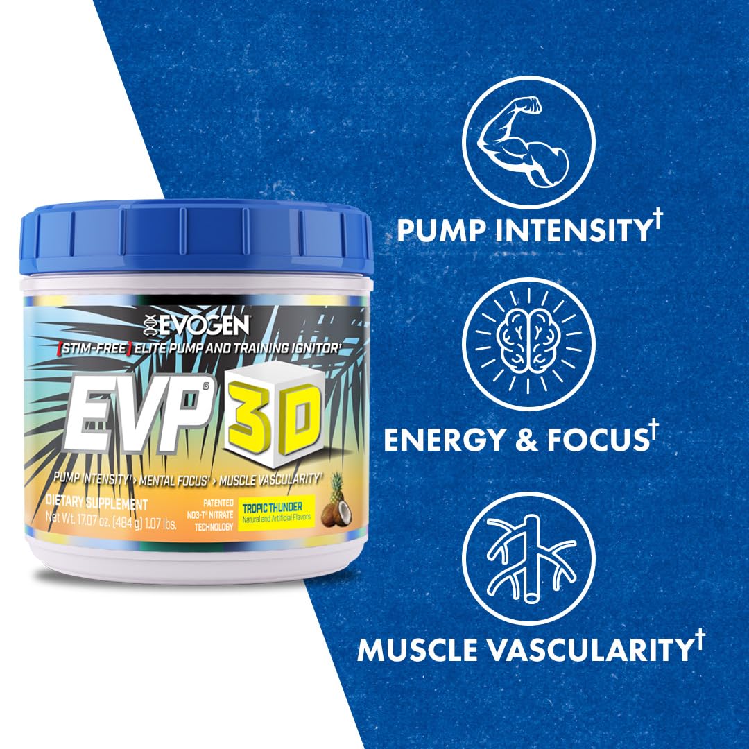 Evogen EVP-3D | Extreme Pre-Workout Pump Ignitor, Arginine Nitrate, Citrulline, Beta