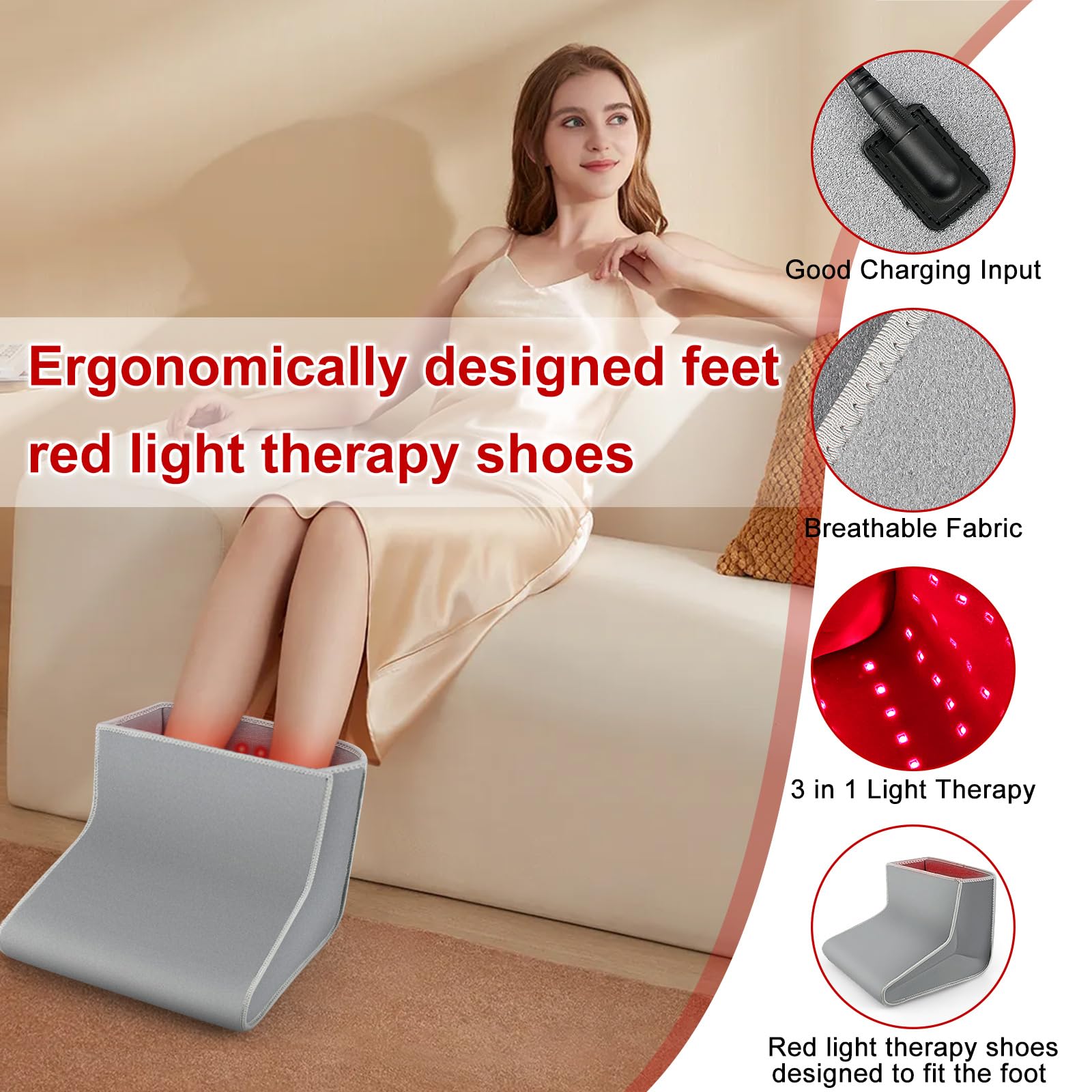 Red Light Therapy Boot for Feet, Infrared Light Therapy Slipper for Perfect Foot Care, Ideal for Ankle Rutollmit