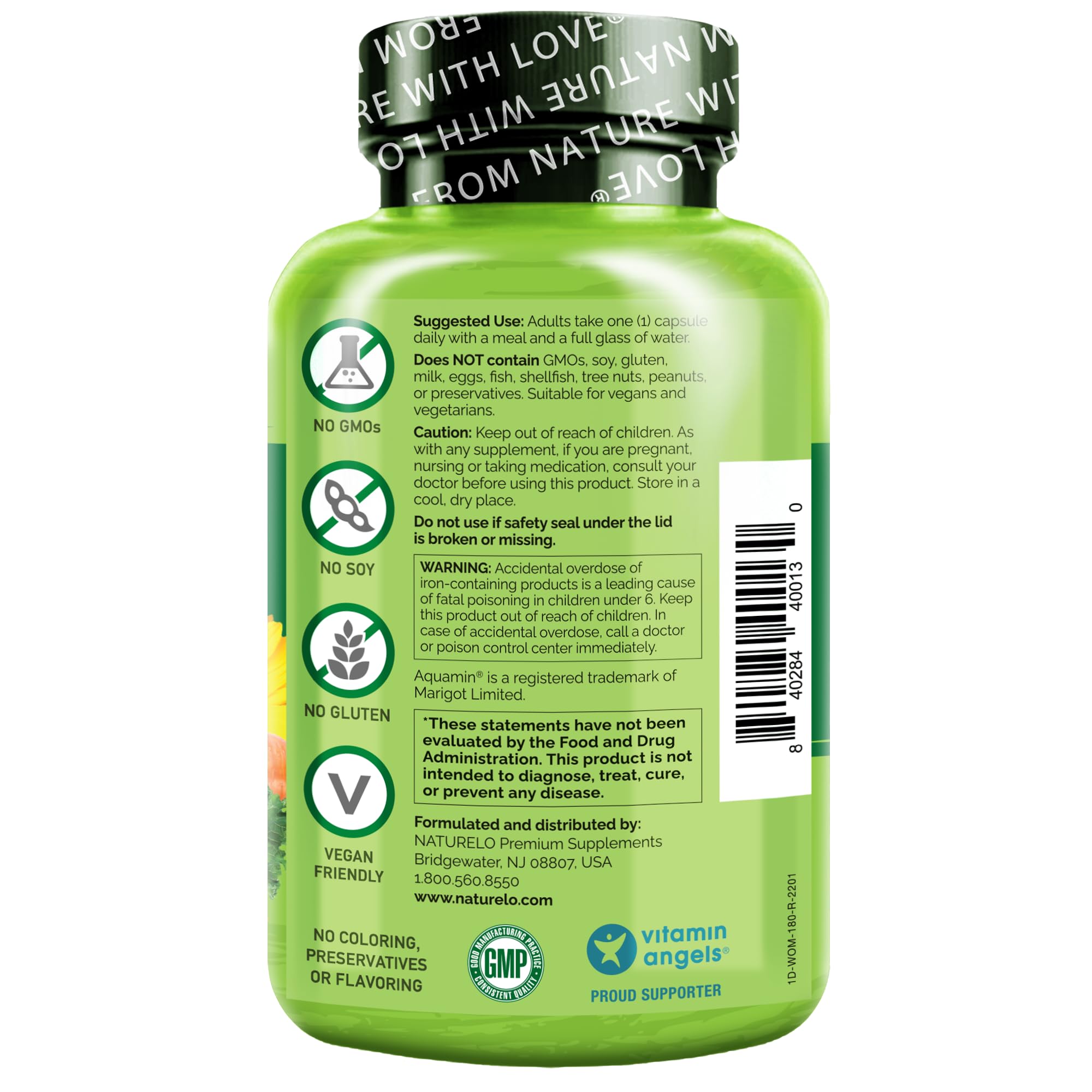 NATURELO One Daily Multivitamin for Women - Energy Support - Whole Food Supplement NATURELO