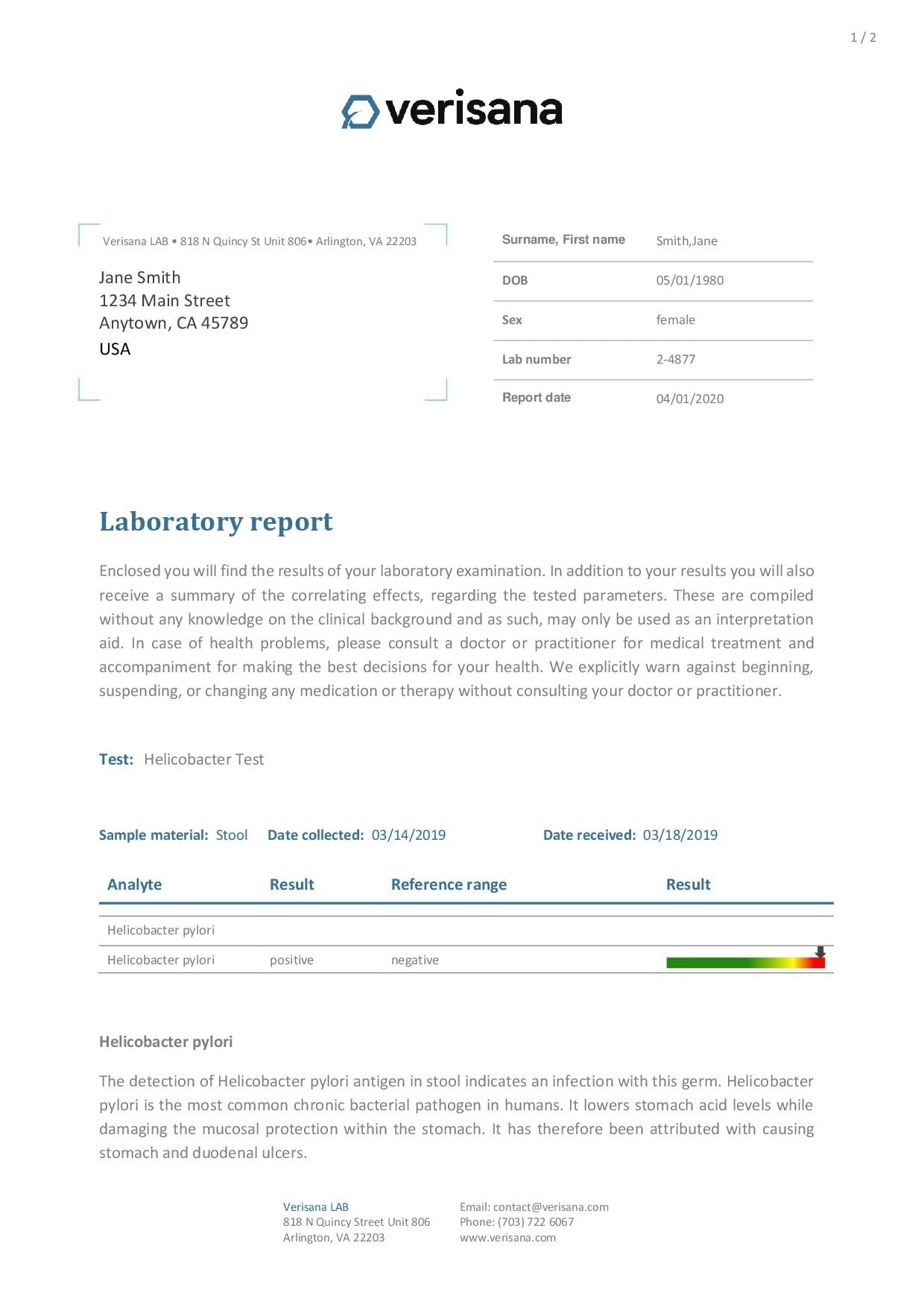 Candida & Helicobacter & Zonulin Test – Lab Testing Kit for Diagnosing Candida, H Pylori and Zonulin Verisana