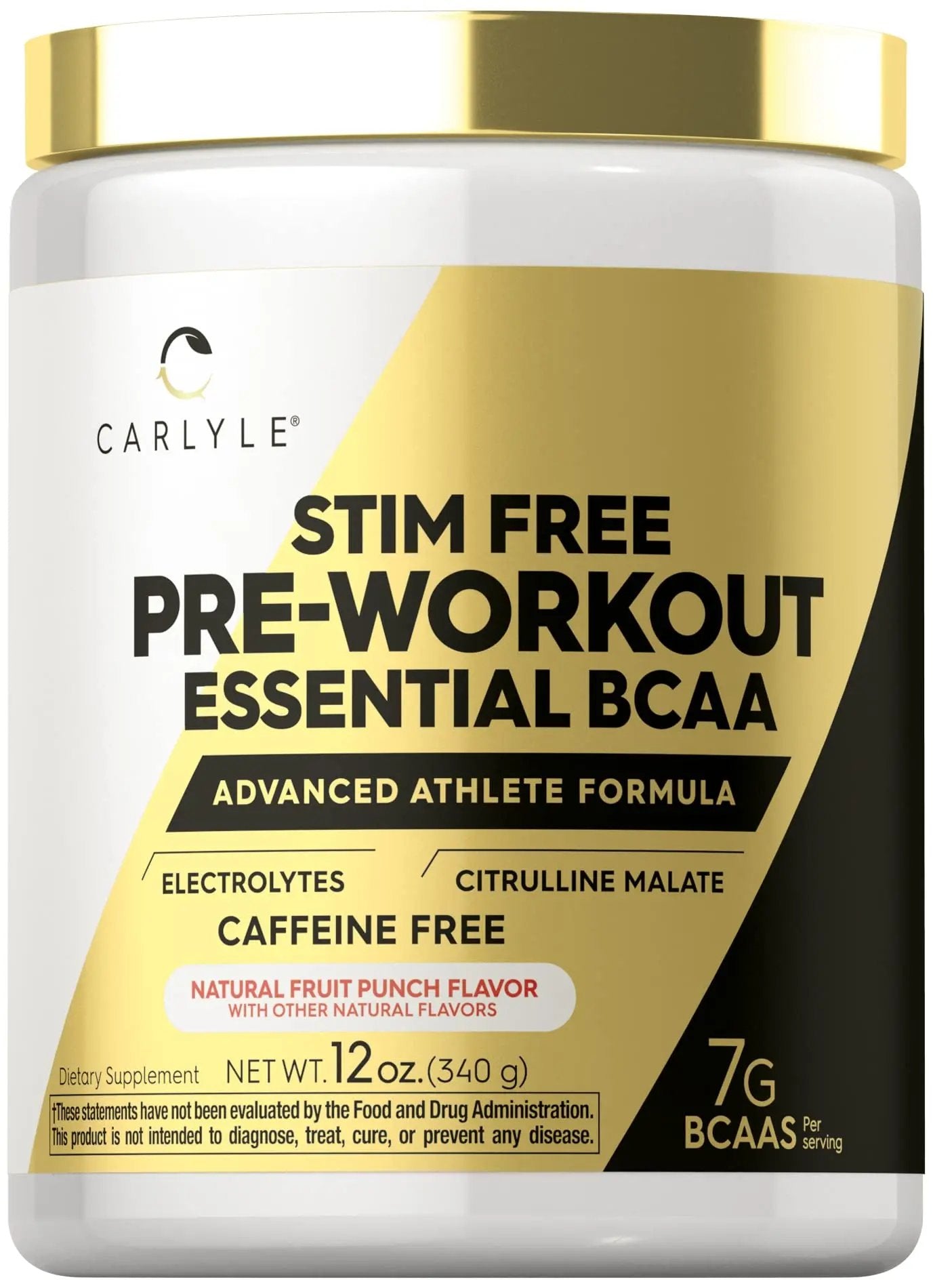 Carlyle Stim Free Pre Workout Powder | BCAA Amino Acids | 7g BCAA | Fruit Punch Flavor