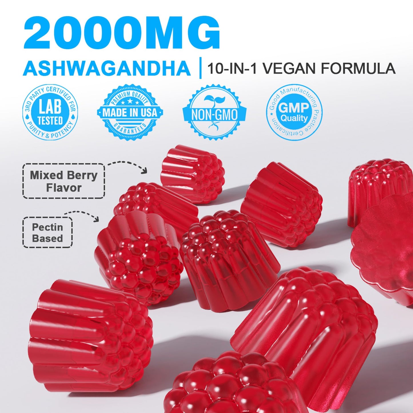 EnvyDeal 2 Pack Ashwagandha Gummies for Immune Support, 2000mg Organic Ashwa