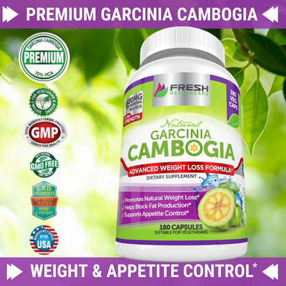 Fresh Healthcare 100% Pure Garcinia Cambogia Extract - All Natural Appetite Suppressant