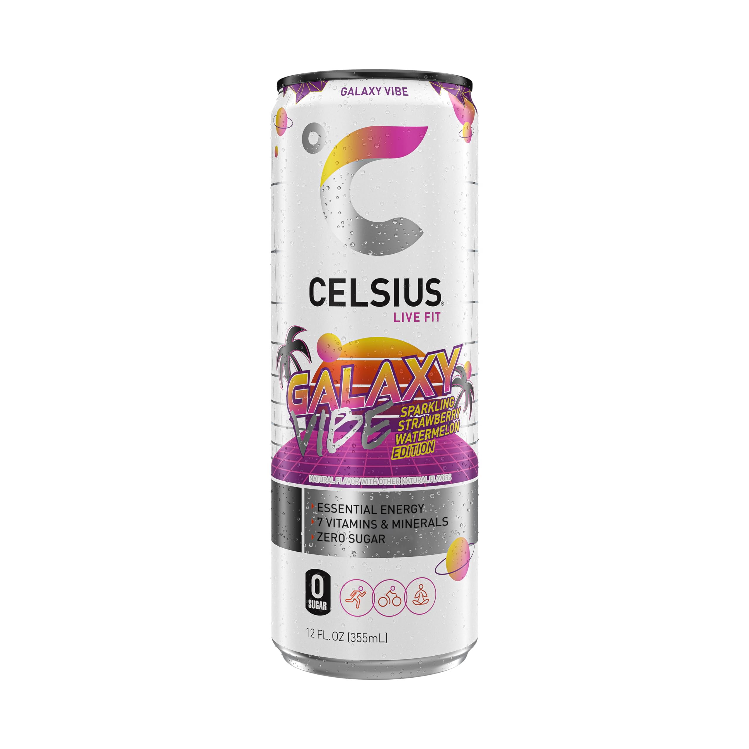 CELSIUS Sparkling Galaxy Vibe, Functional Essential Energy Drink 12 Fl Oz (Pack of 12) CELSIUS