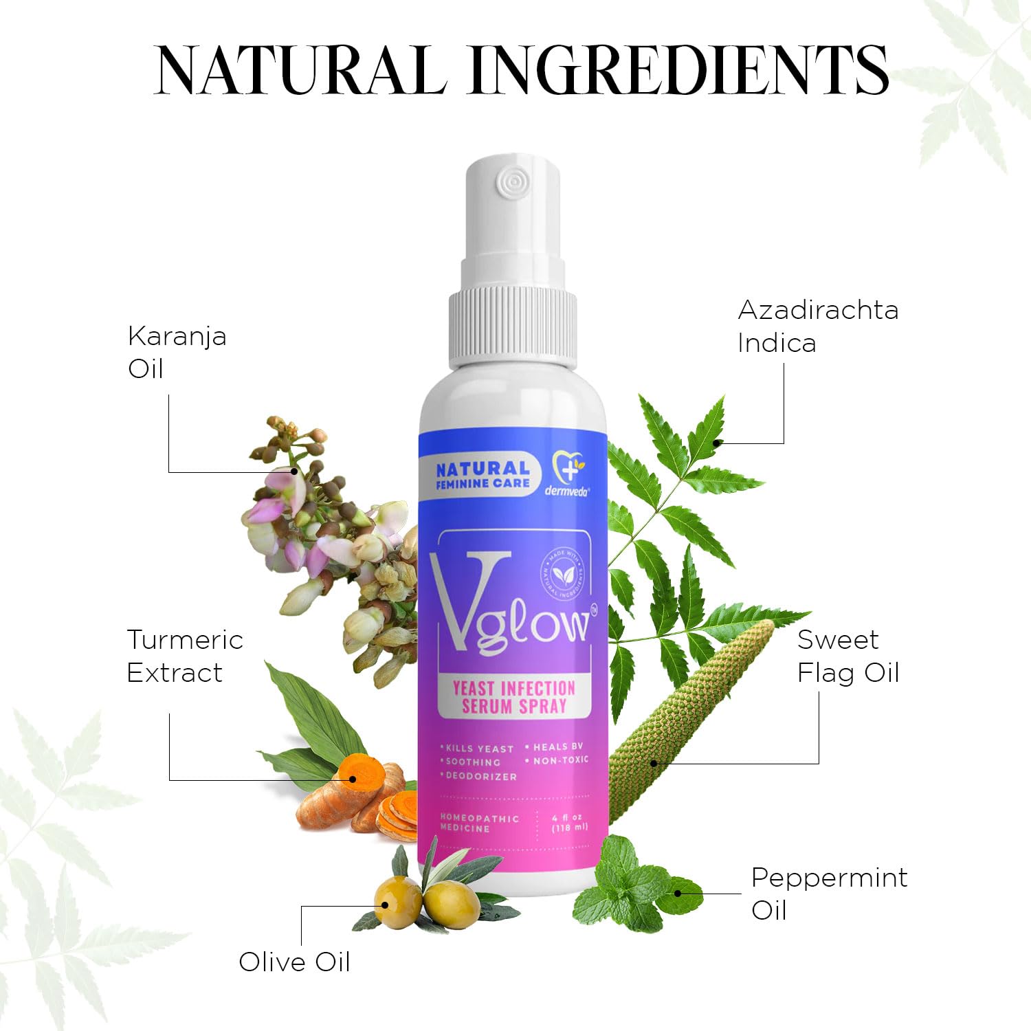 Dermveda Boric Acid BV Relief for Women - Natural Yeast Infection, Odor, Itch Relief Solution Dermveda