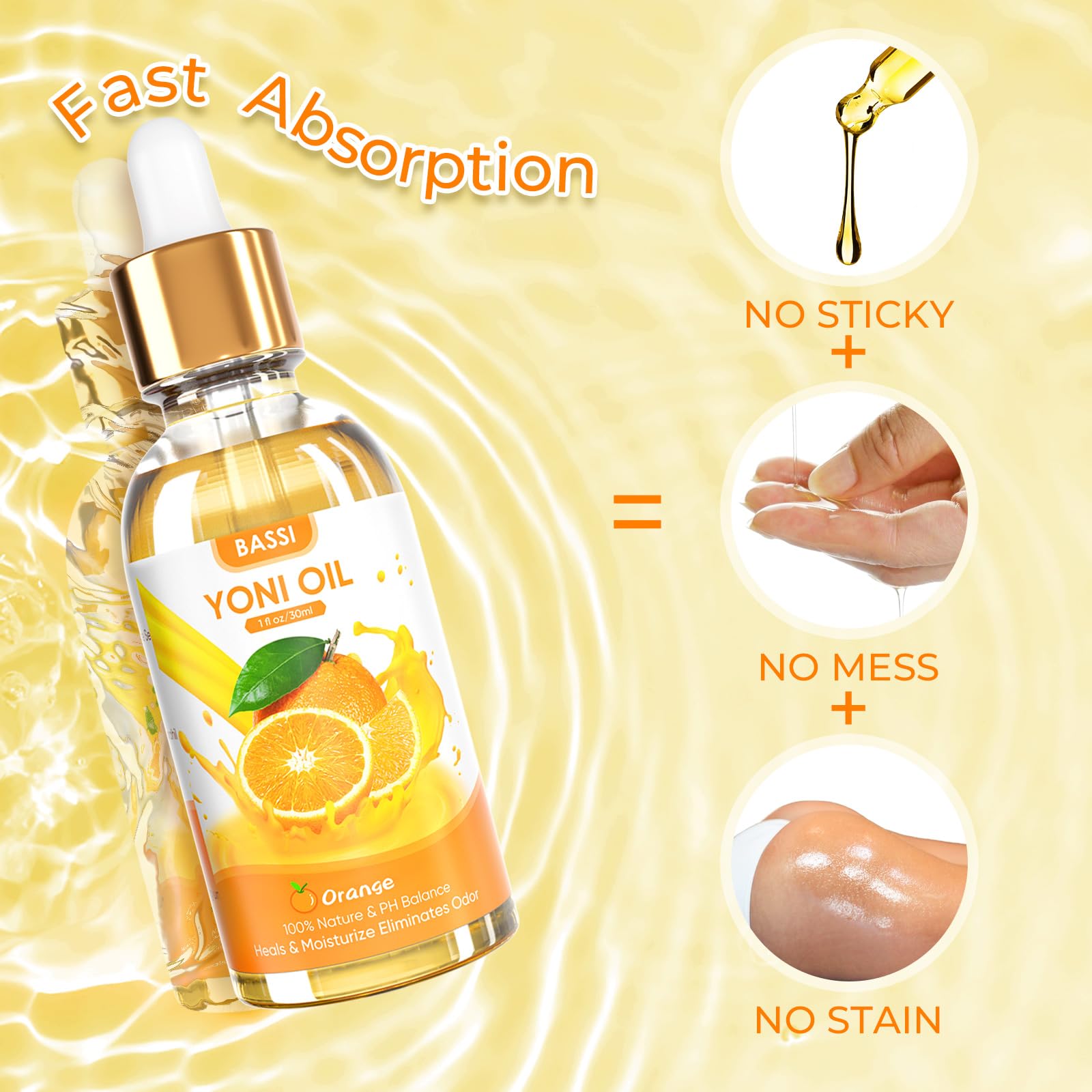 BASSI 2PCS Yoni Oil Organic Feminine Oil Vaginal Moisturizer - Ph Balance for Women - Feminine Deodorant BASSI