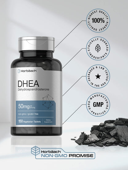 DHEA 50mg 150 Tablets | Non-GMO, Gluten Free Supplement | by Horbaach
