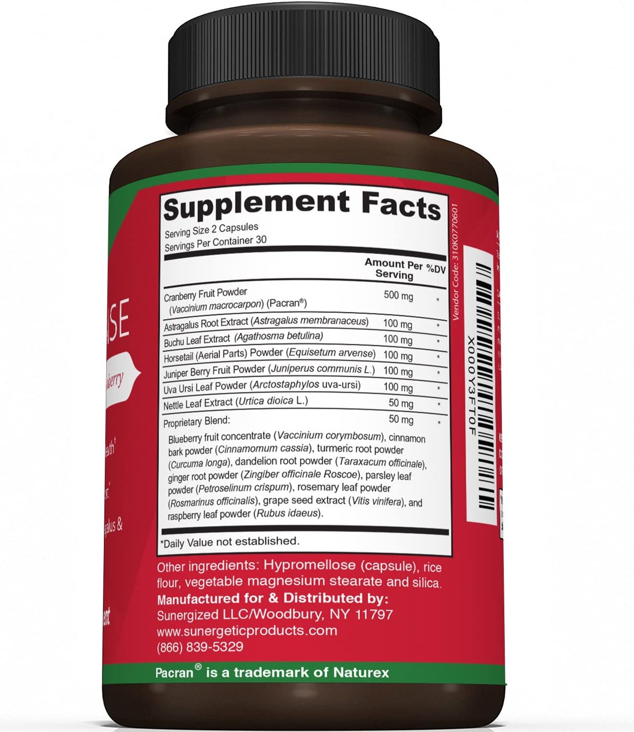 Premium Kidney Cleanse Supplement – Powerful Kidney Support Formula with Cranberry Sunergetic