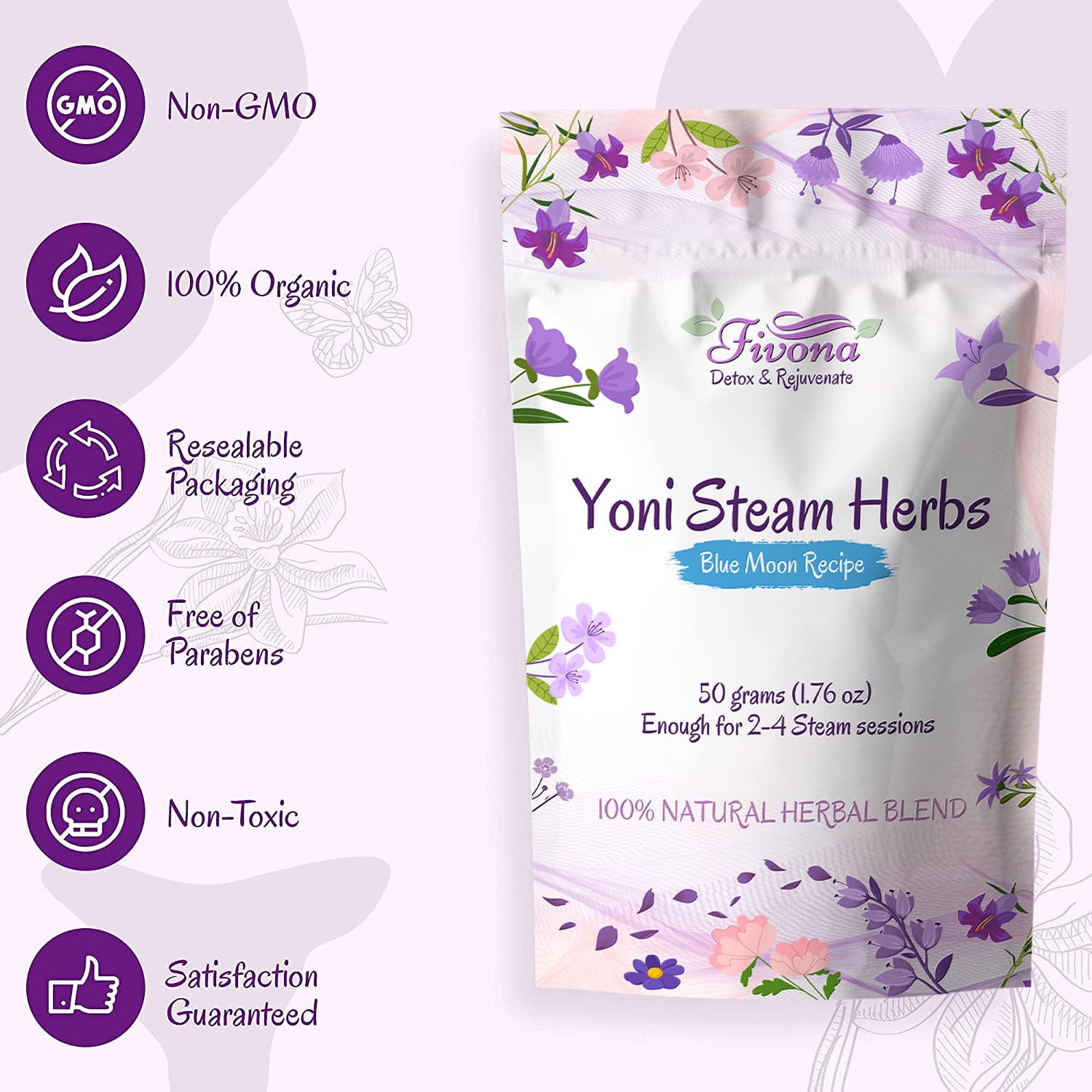 FIVONA Yoni Steaming Herbs - For Feminine Use And Rituals - V-Detox, Cleanse, Wash, Odor Control FIVONA
