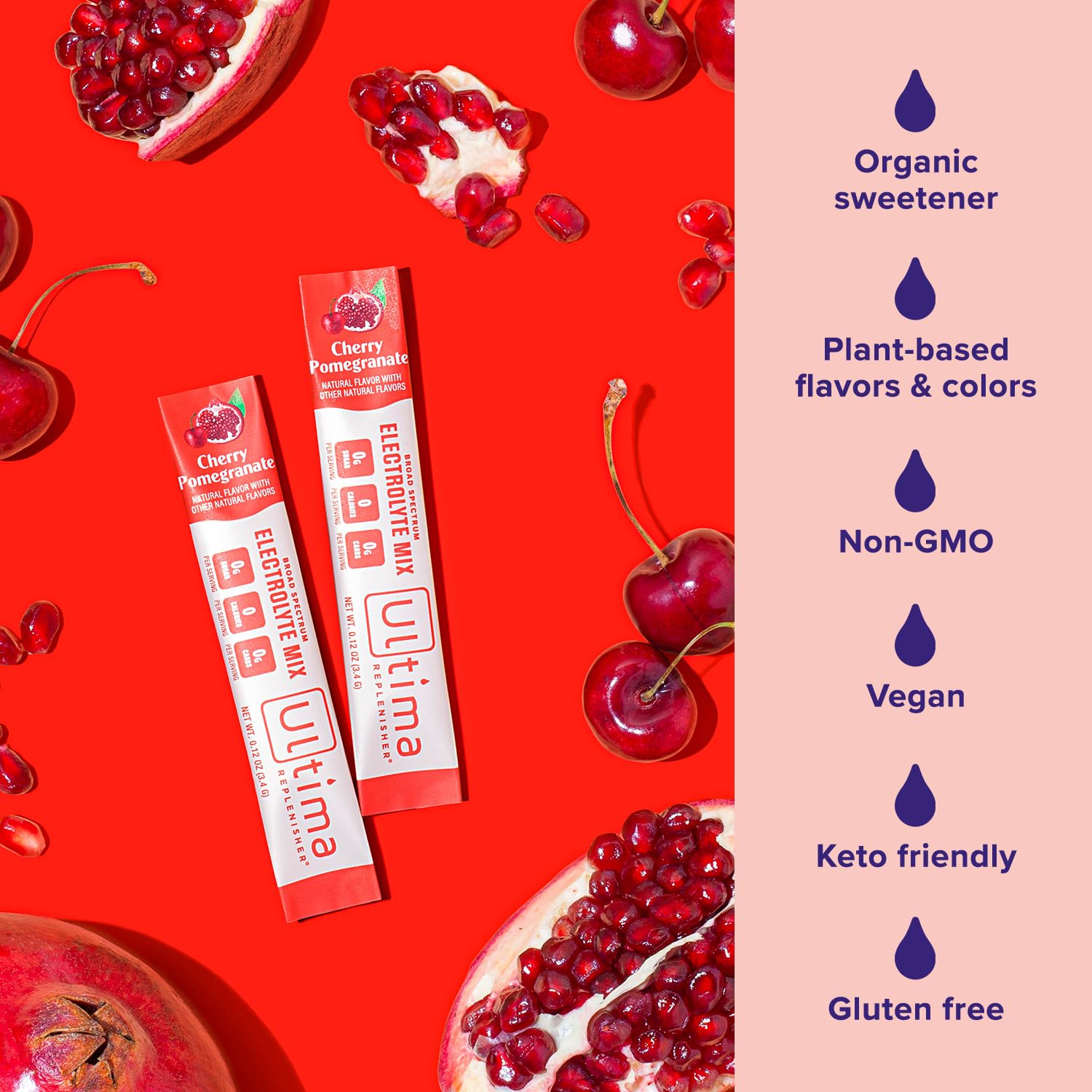 Ultima Replenisher Daily Electrolyte Drink Mix – Cherry Pomegranate, 20 Stickpacks Ultima Replenisher