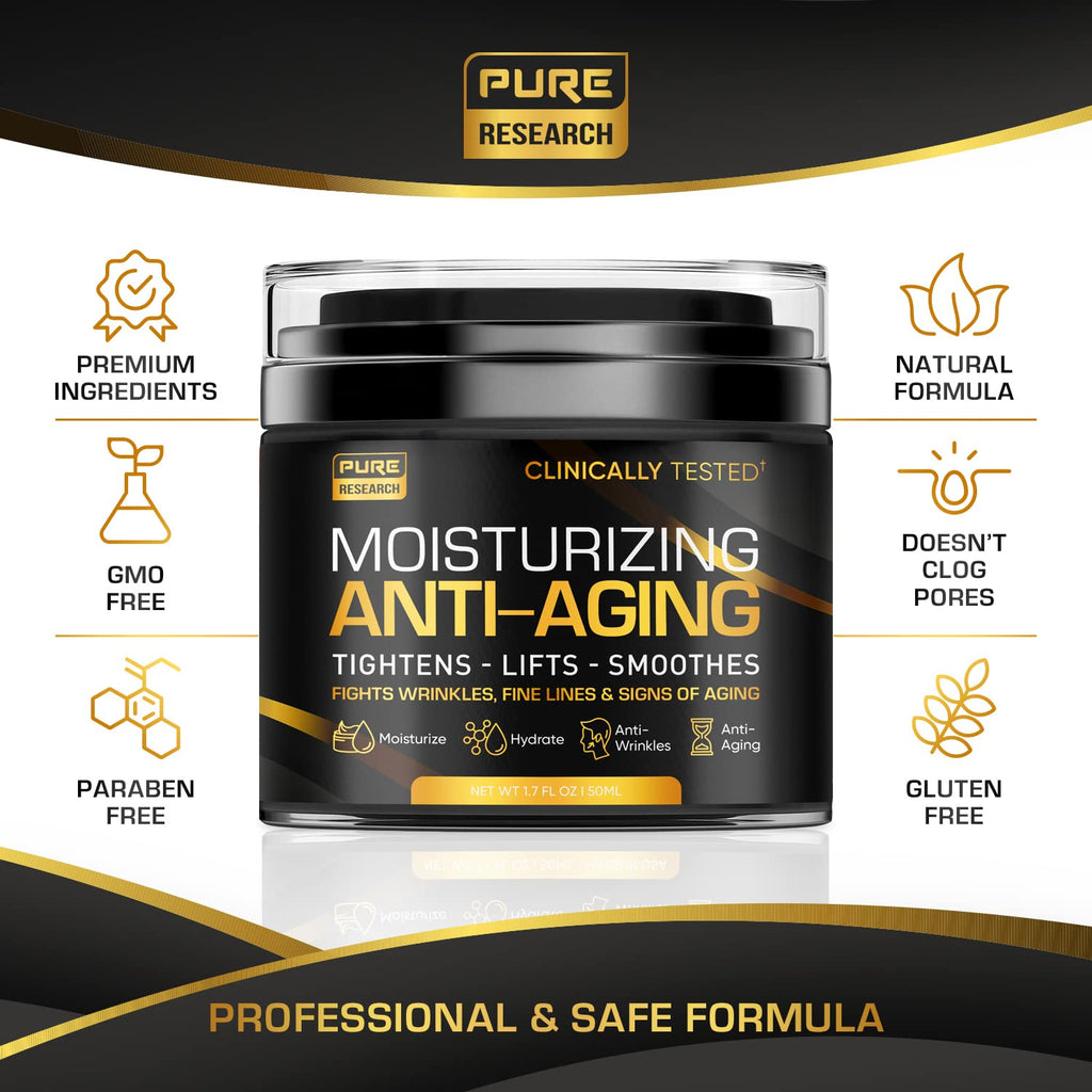 Men's Face Cream Moisturizer - Anti-Aging Cream For Men, Collagen, Retinol & Hyaluronic PURE RESEARCH