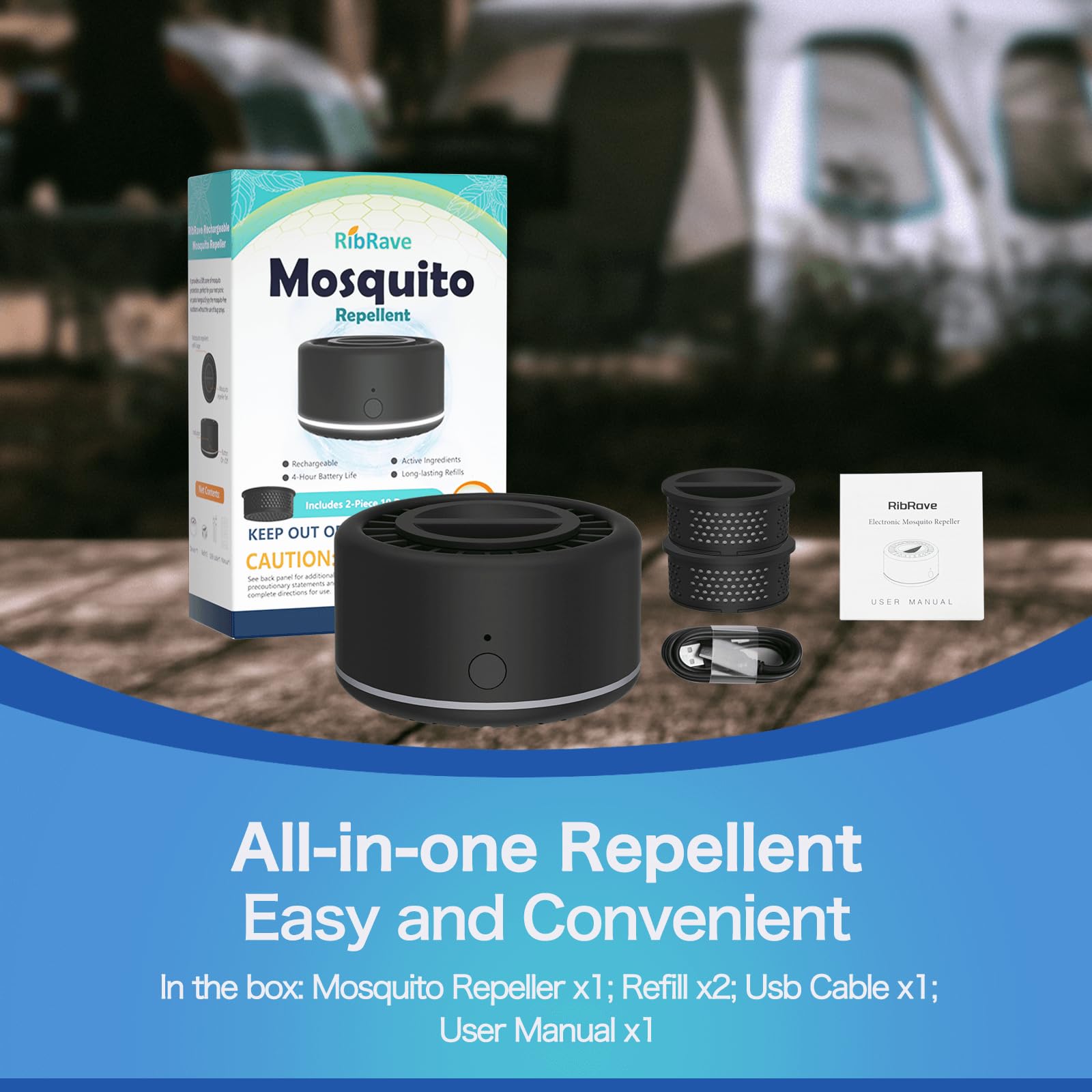 Rechargeable Mosquito Repeller Outdoor Patio Bug Insect Repellent Indoor RibRave