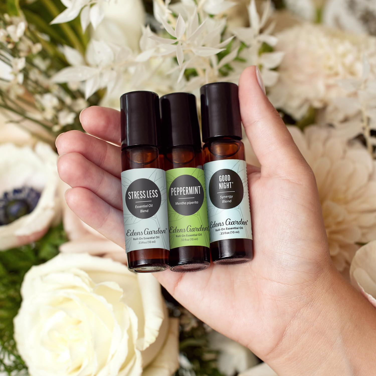 Edens Garden Essential Oil Roll-On Set (Good Night, Peppermint, Stress Less)- Aromatherapy Roller Edens Garden