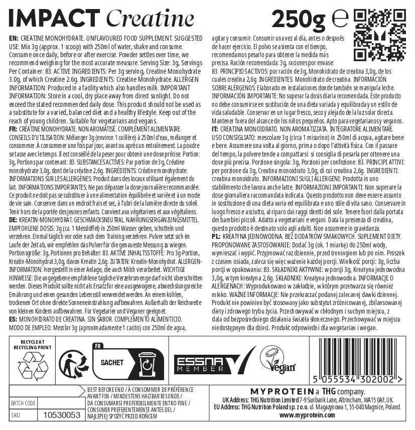 Myprotein Creatine Monohydrate Powder - 250G