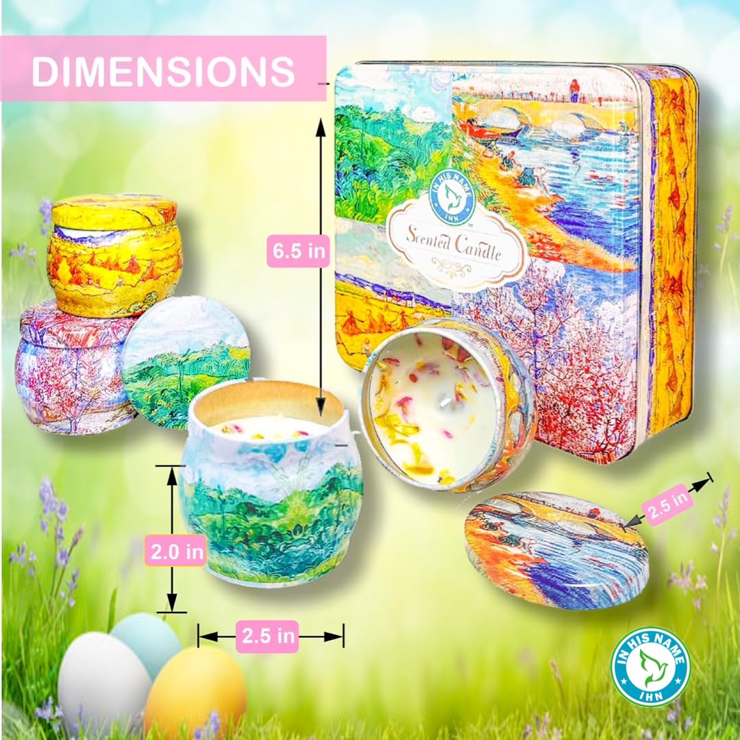 Scented Candles Gift for Women, 4 Pack, Reusable Tin Box, Luxury Candles for Home In His Name