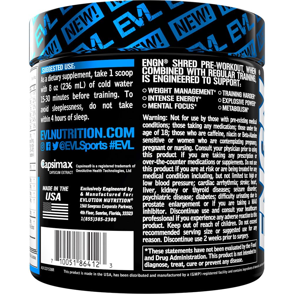 EVL Ultimate Pre Workout Powder - Thermogenic Fat Burn Support Preworkout Powder