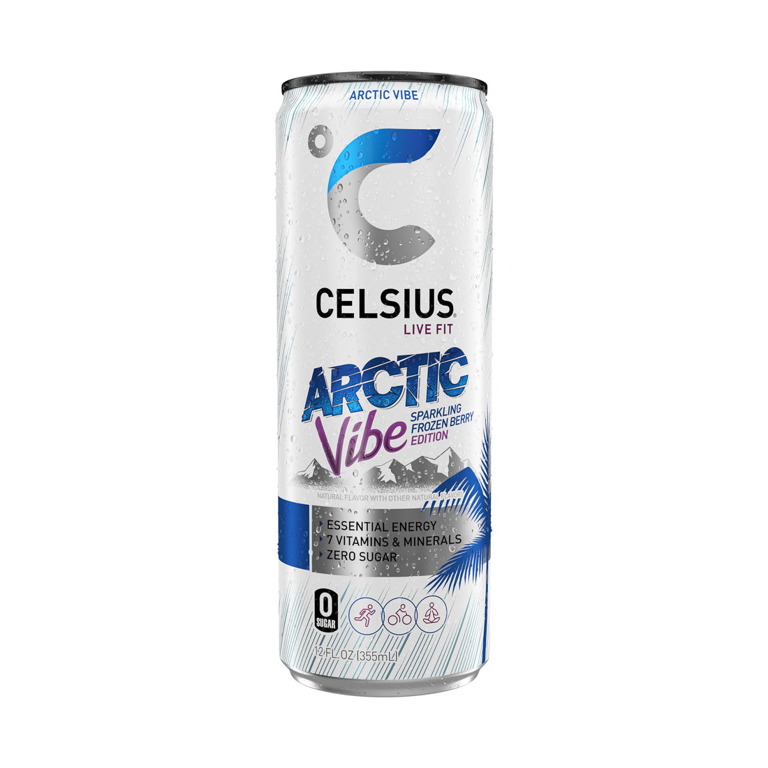 CELSIUS Arctic Vibe Sparkling Frozen Berry, Functional Essential Energy Drink, 12 Fl Oz