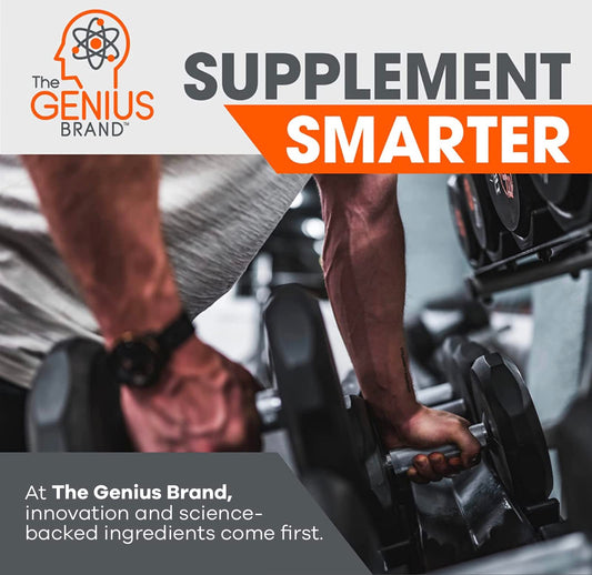 Genius Pre Workout Powder, Sour Cherry, and Genius Micronized Creatine Monohydrate Powder, Unflavored, All Natural Nootropic Pre Workout and Post Workout Supplement Stack