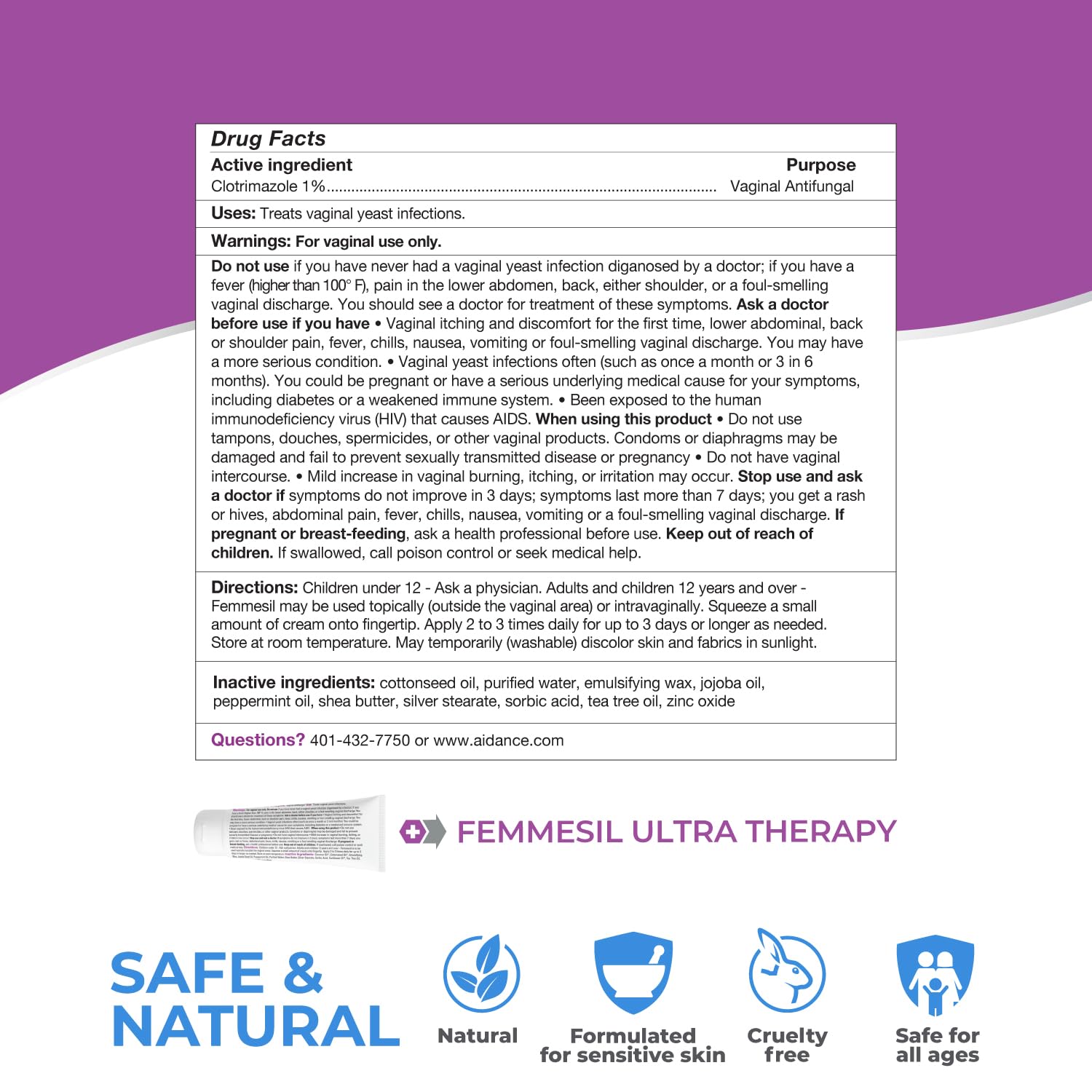 Femmesil Yeast Infection Ointment MAX Strength, Vaginal Yeast Infection Treatment for Women Feminine Care terrasil