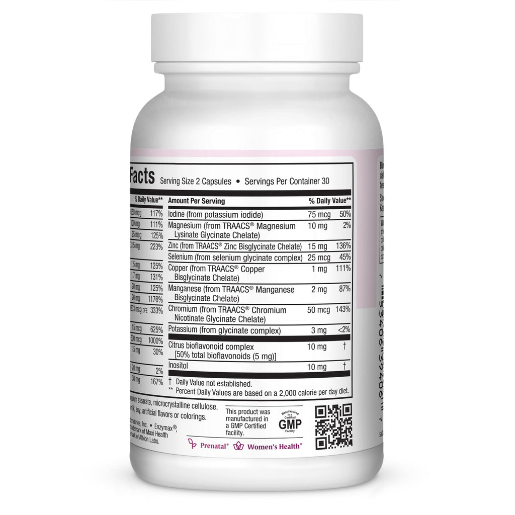 Maxi-Health Small Prenatal Capsules With Methyl Folate - Minerals, Gentle Iron, Vitamins - Kosher, 60 Count