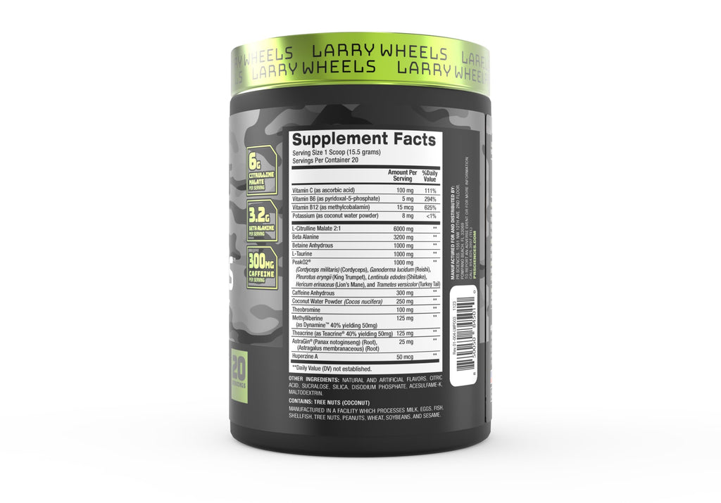 Larry Wheels' Pre Workout - Energy Drink Powder - Pre Workout Powder for Men & Women - Energy Supplement with Electrolytes, Vitamin & Caffeine - Pre workout Energy Drink, Sour Candy - 20 Servings