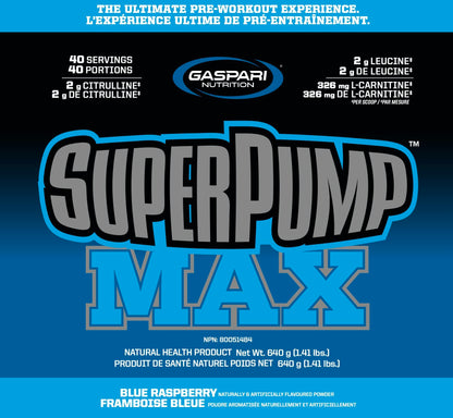 Gaspari Nutrition SuperPump Max Blue Raspberry Ice - 1.41 lbs
