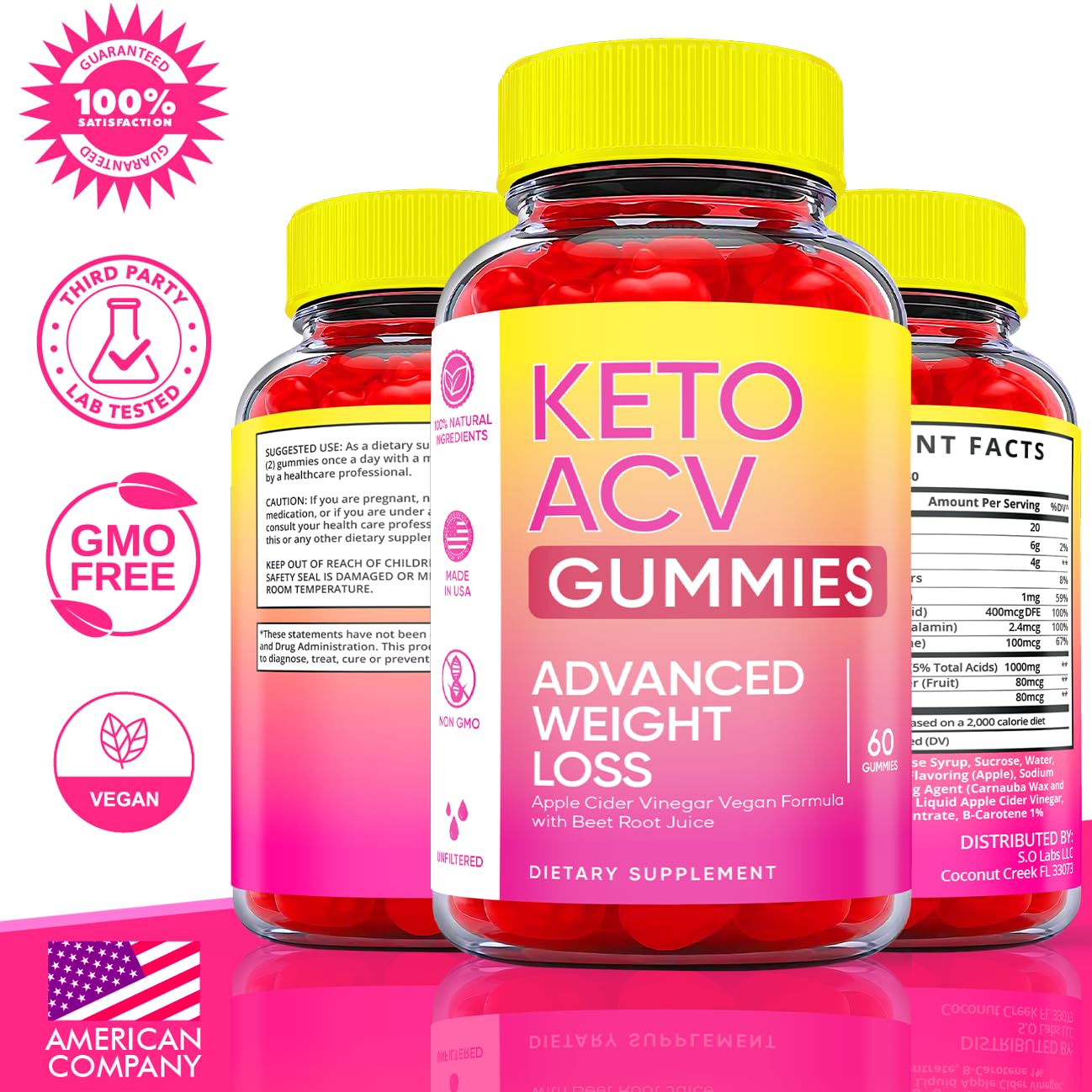 Keto ACV Gummies Advanced Weight Loss, ACV Supplement Work Fast Women Plus Men (2 Pack)