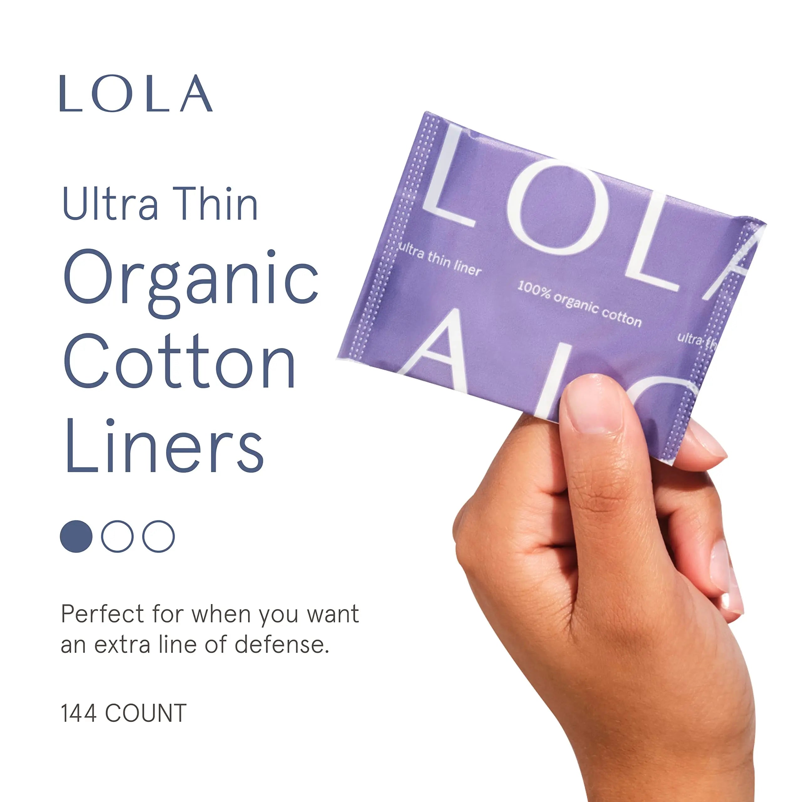 LOLA Ultra Thin Liners, 108 Count - Cotton Panty Liners for Women, Hypoallergenic Pads for Women