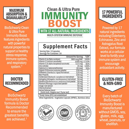 Immune Support Supplement with Vitamin C 1000mg Zinc Elderberry Extract Ginger