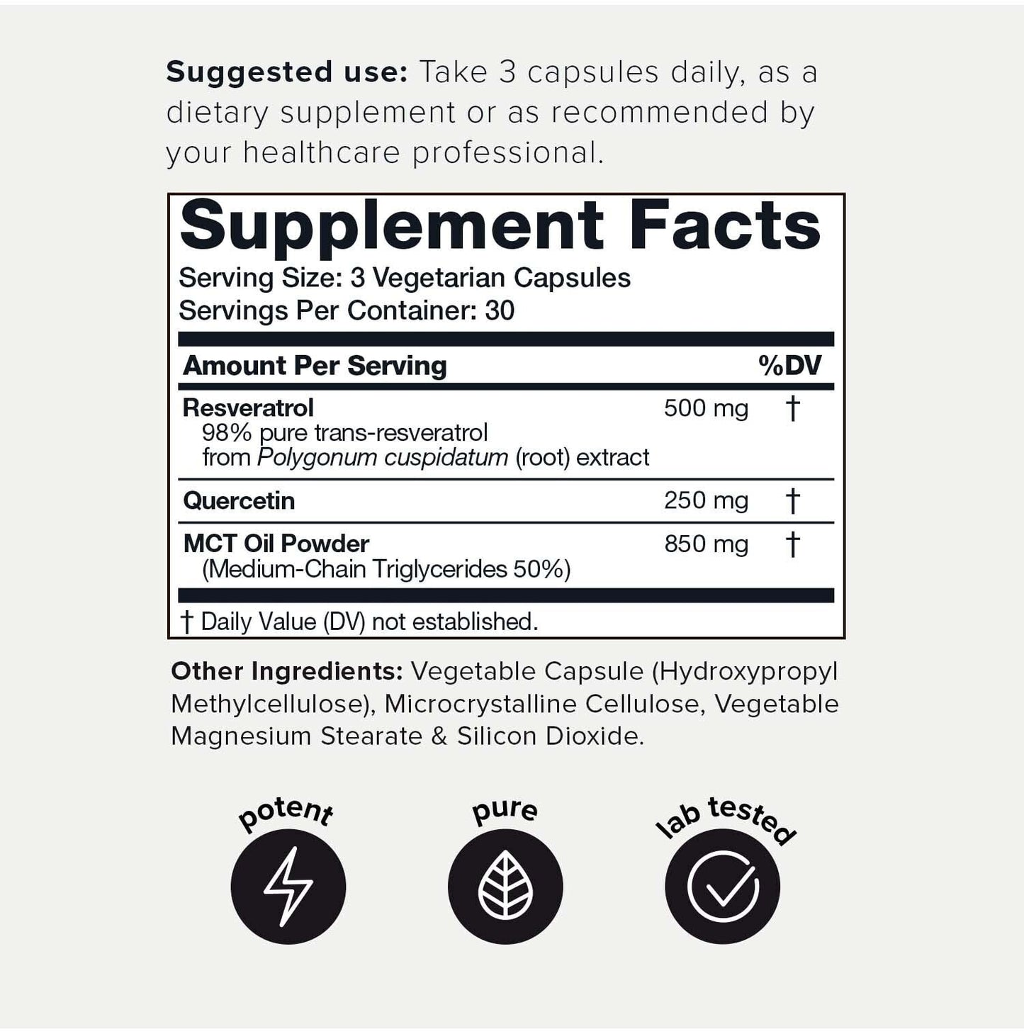 Toniiq 1600mg Resveratrol Blend - Ultra High Purity and 3rd Party Tested - with MCT