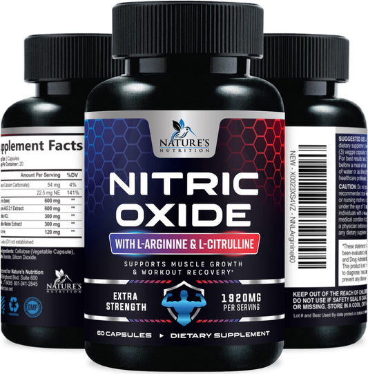 Extra Strength Nitric Oxide Supplement L Arginine 3X Strength - Citrulline Malate, AAKG