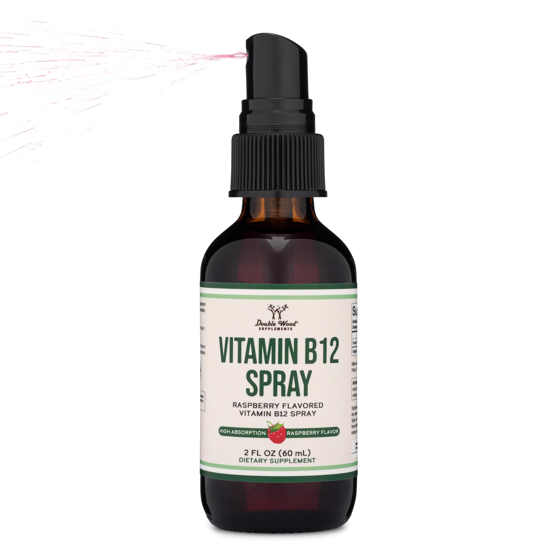 Vitamin B12 Sublingual Spray (2 Spray Dose of Vitamin 12 1000mcg, 3 Spray Serving Size Double Wood Supplements