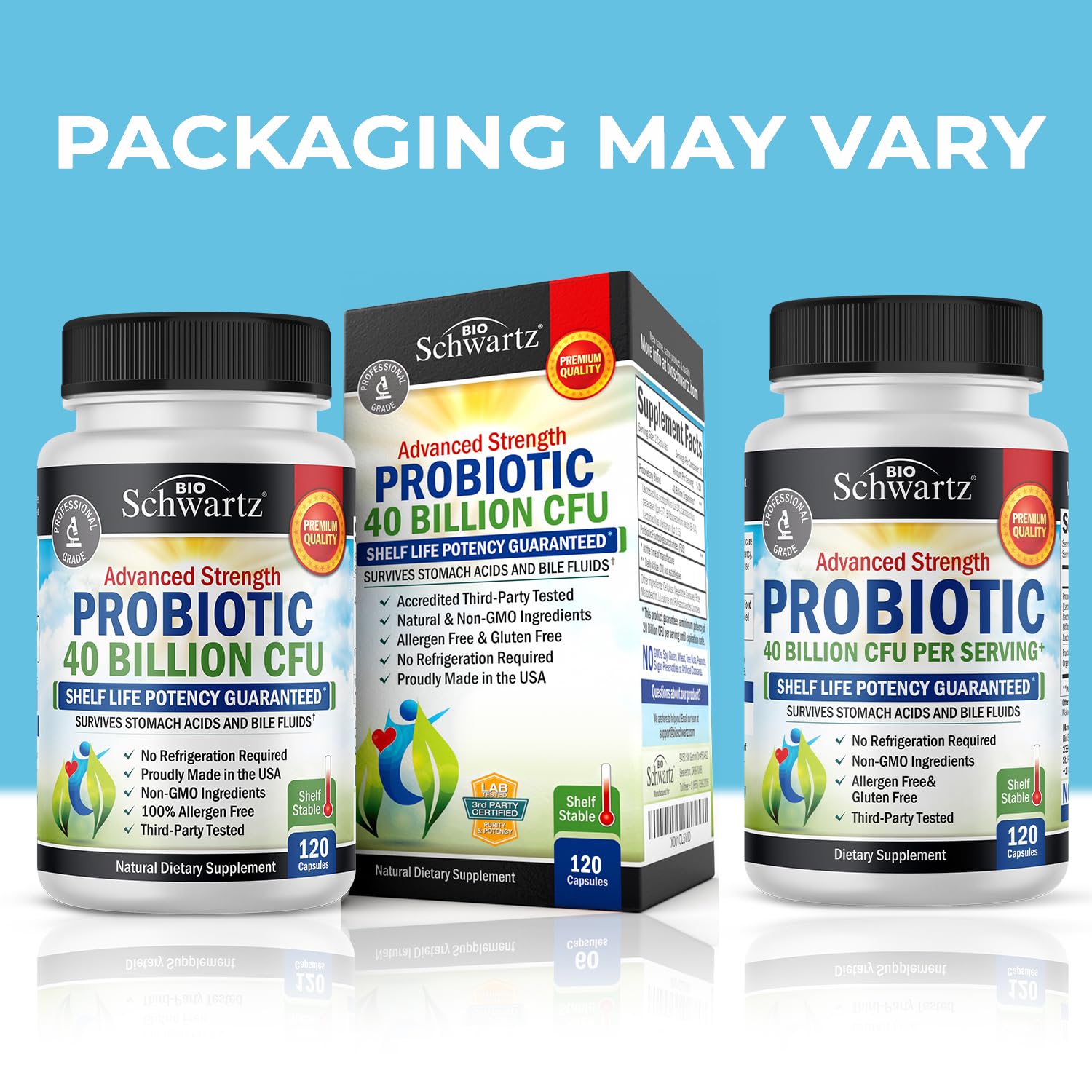 Daily Probiotic Supplement 40 Billion CFU - Gut Health Complex with Astragalus BioSchwartz