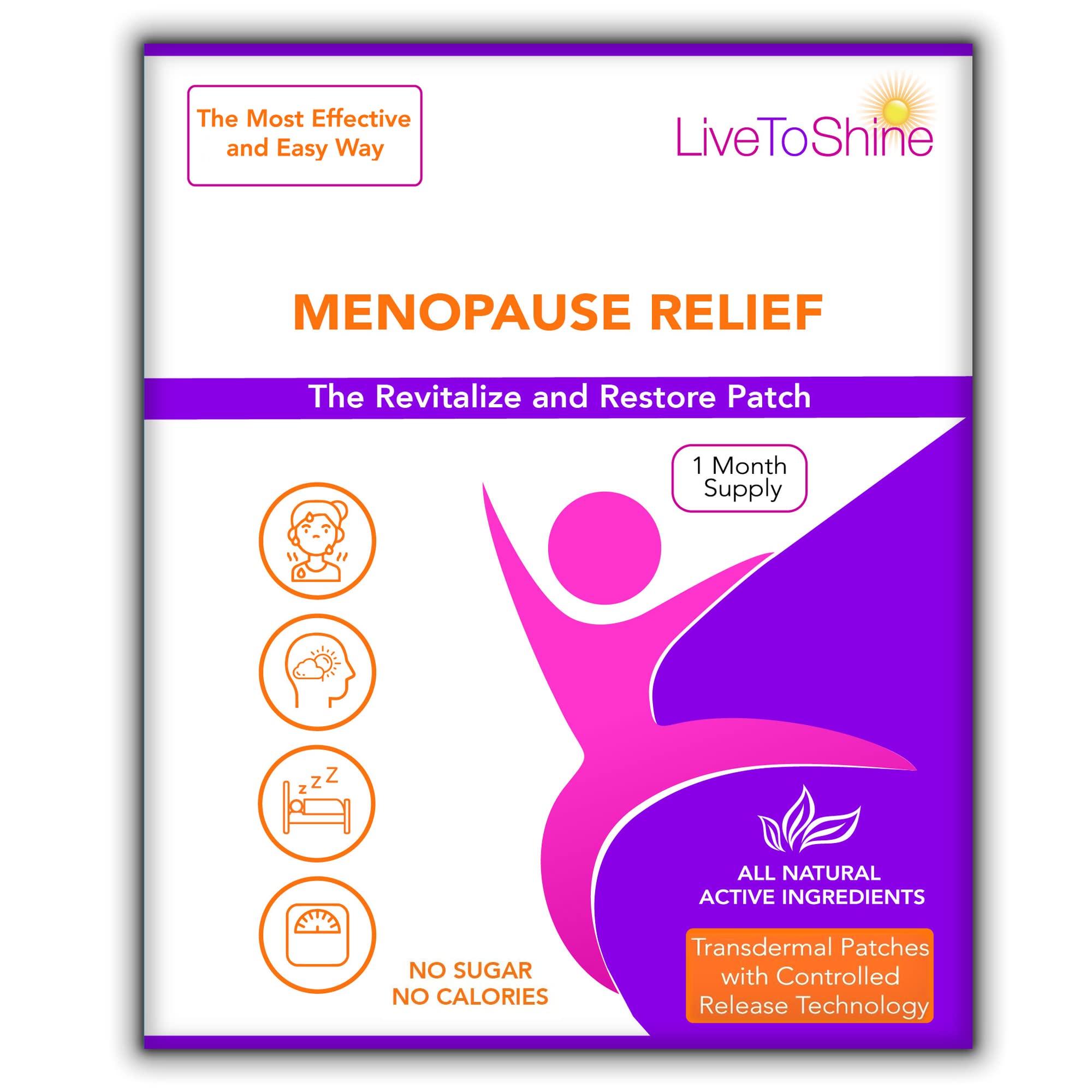 Menopause Relief Topical Patches - 30 Days Supply - USA Made by Live To Shine
